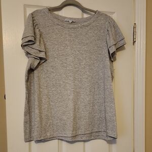 Jane and Delancey Heather Gray Short Sleeve Ruffle Tee